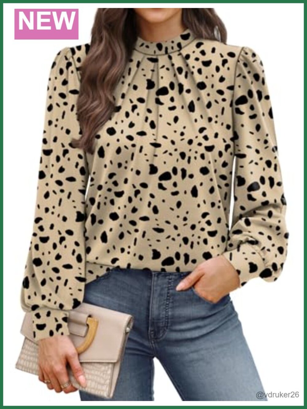 Womens Mock Neck Pleated Front Long Sleeve Blouse Casual Teacher Top